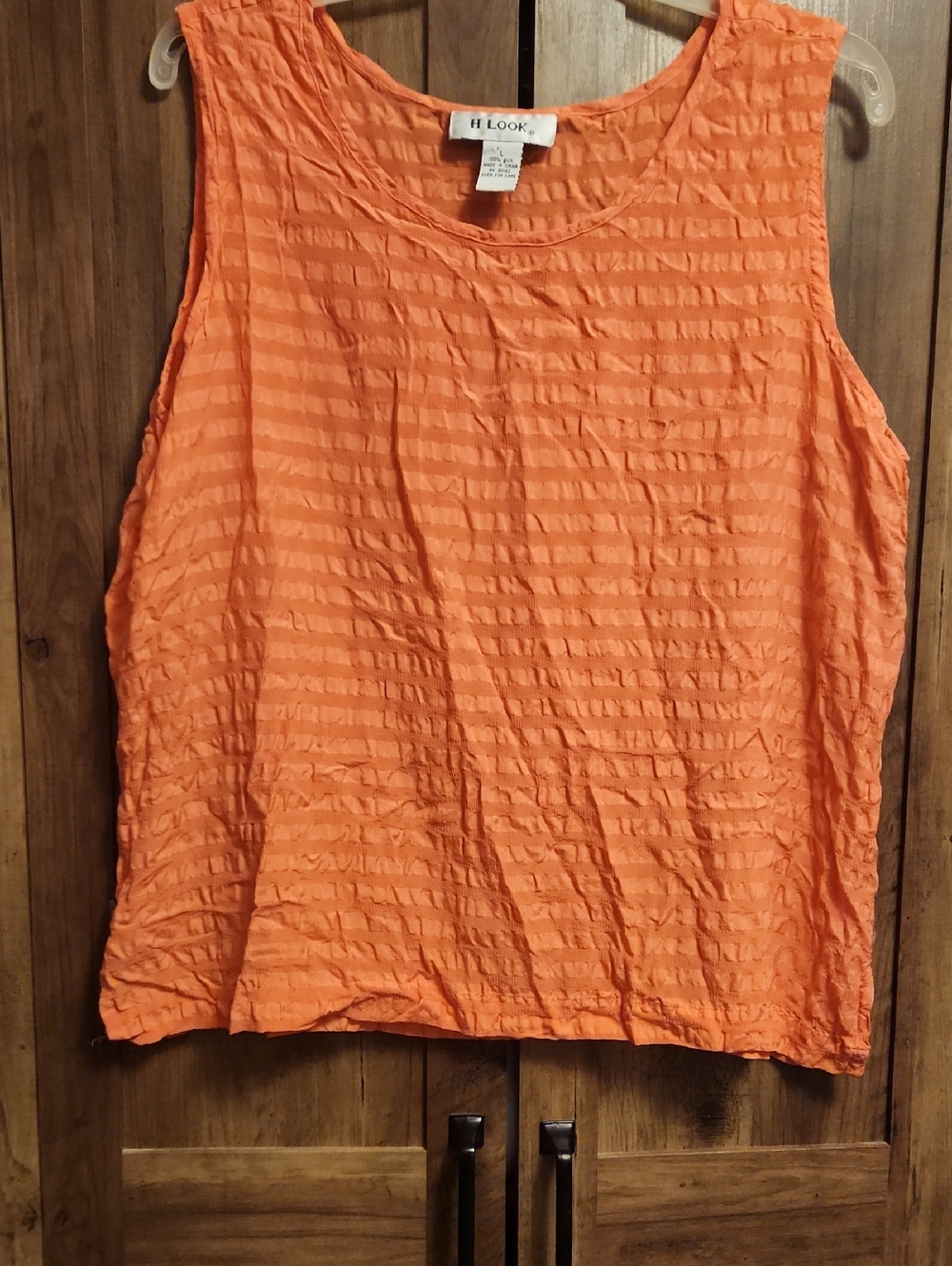 100% Silk Slight Puff, Crinkle Textured Sleeveless Top